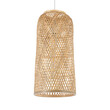 GloboStar® CALERO 01710 Boho Μοντέρνο Κρεμαστό Πλέγμα Μονόφωτο 1 x E27 IP20 Μπεζ Ξύλο - Μ25 x Π25 x Υ50cm