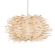 GloboStar® MINORCA 01729 Boho Κρεμαστό Φωτιστικό Ανάρτηση Μονόφωτο 1 x E27 IP20 Μπεζ Ξύλο - Μ30 x Π30 x Υ18cm