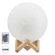 GloboStar® MOON 79620 Επιτραπέζιο Φωτιστικό Πορτατίφ LED 6W 360lm 360° DC 5V IP20 RGBW Dimmable Λευκό Πλαστικό με Μπεζ Ξύλο - Μ20 x Π20 x Υ25cm - 2 Xρόνια Εγγύηση