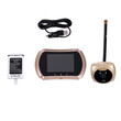 GloboStar® 86066 Επαναφορτιζόμενη Ψηφιακή Έξυπνη Camera Εξώπορτας 90° Μοιρών με Έγχρωμη Οθόνη 3.5" Inches - USB - Νυχτερινή Όραση με LED IR - Κουδούνι - Χρυσό