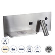 GloboStar® PALADIN 61355 Μοντέρνο Φωτιστικό Τοίχου - Απλίκα Ξενοδοχείου Bed Side LED 6W 720lm 36° AC 220-240V - Reading Light & Κρυφός Φωτισμός - Φορτιστές USB 3A & Wireless 20W - Μ30 x Π11 x Υ12cm - Φυσικό Λευκό 4500K - Νίκελ Βούρτσας - Αριστερό