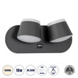 GloboStar® REGENCY 61378 Μοντέρνο Φωτιστικό Τοίχου - Απλίκα Ξενοδοχείου Reading Light με Φορτιστή USB 3A LED 16W 1840lm 120° AC 220-240V IP20 Φυσικό Λευκό 4500K - Γκρι Ανθρακί - Μ16.5 x Π12 x Υ10cm - 3 Χρόνια Εγγύηση
