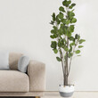 GloboStar® Artificial Garden KYTHNOS 20314 Διακοσμητικό Πλεκτό Καλάθι - Κασπώ Γλάστρα - Flower Pot Γκρι με Λευκό Φ29cm x Υ28cm