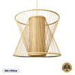 GloboStar® HIBISCUS 01925 Boho Κρεμαστό Φωτιστικό Πλέγμα Μονόφωτο 1 x E27 IP20 Μπεζ Ξύλο - Μ60 x Π60 x Υ50cm