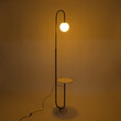 GloboStar® CORDELIA 02026 Μοντέρνο Επιδαπέδιο Φωτιστικό Μονόφωτο 1 x E27 IP20  - Μαύρο Αλουμίνιο, Λευκό Γυαλί με Λευκό Μάρμαρο - Μ30 x Π38 x Υ180cm