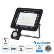 GloboStar® AURORA 61439 Επαγγελματικός Προβολέας LED 30W 3750lm 120° AC 220-240V με Ενσωματωμένο Ρυθμιζόμενο Αισθητήρα Κίνησης PIR - Αδιάβροχος IP67 - Μ16 x Π5 x Υ17.5cm - Μαύρο - Ψυχρό Λευκό 6000K - LUMILEDS Chips - TÜV Rheinland Certified - 3 Years Warranty