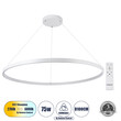 GloboStar® DIAMOND 61518 Κρεμαστό Φωτιστικό Δαχτυλίδι-Κύκλος LED CCT 75W 8400lm 360° AC 220-240V - Εναλλαγή Φωτισμού μέσω Τηλεχειριστηρίου All In One Ψυχρό 6000k+Φυσικό 4500k+Θερμό 2700k Dimmable Φ100cm - Λευκό - 3 Years Warranty