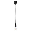 GloboStar® CABLITO 61562 Μοντέρνο Κρεμαστό Φωτιστικό Οροφής Μονόφωτο 1 x E27 Μαύρο Σιλικόνης Ανάρτηση με Υφασμάτινο Καλώδιο Φ4 x Υ110cm