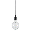 GloboStar® 77668 Μοντέρνο Κρεμαστό Φωτιστικό Ανάρτηση Μονόφωτο 1 x E27 IP2 Μαύρο & Άσπρο Ύφασμα με Μαύρο Πλαστικό - Μ5.8 x Π5.8 x Υ140cm