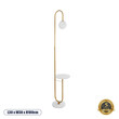GloboStar® CORDELIA 02025 Μοντέρνο Επιδαπέδιο Φωτιστικό Μονόφωτο 1 x E27 IP20 Χρυσό Αλουμίνιο, Λευκό Γυαλί με Λευκό Μάρμαρο - Μ30 x Π38 x Υ180cm