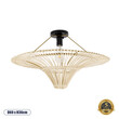 GloboStar® PALERMO 02152 Boho Κρεμαστό Φωτιστικό Πλέγμα Μονόφωτο 1 x E27 IP20 Μπεζ Ξύλο - Μ60 x Π60 x Υ36cm