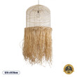 GloboStar® BASSETERRE 02163 Boho Κρεμαστό Φωτιστικό Πλέγμα Μονόφωτο 1 x E27 IP20 Μπεζ Ξύλο με Καφέ Ράφια - Μ70 x Π70 x Υ170cm