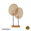 GloboStar® AZUL 02231 Boho Επιτραπέζιο Φωτιστικό Πορτατίφ Διφωτο 2 x E27 IP20 Μπεζ & Καφέ Ξύλο με Μαύρο Μέταλλο - Μ45 x Π11 x Υ75cm