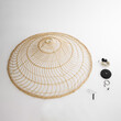 GloboStar® KAIA 02348 Boho Κρεμαστό Φωτιστικό Καμπάνα Μονόφωτο 1 x E27 IP20 Μπεζ Ξύλο - Μ100 x Π100 x Υ30cm