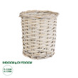 GloboStar® Artificial Garden DOMINGO 20591 Διακοσμητικό Πλεκτό Καλάθι - Κασπώ Γλάστρα - Flower Pot Λευκό με Μπεζ Φ16 x Υ18cm
