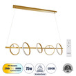 GloboStar® CIRCOLARE 61322 Κρεμαστό Φωτιστικό Οροφής Design LED CCT 75W 8400lm 360° AC 220-240V - Εναλλαγή Φωτισμού μέσω Τηλεχειριστηρίου All In One Ψυχρό 6000k+Φυσικό 4500k+Θερμό 2700k Dimmable Μ120 x Π25 x Υ25cm - Χρυσό - 3 Χρόνια Εγγύηση