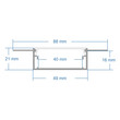GloboStar® PLASTERBOARD-PROFILE 70862-3M Προφίλ Αλουμινίου - Βάση & Ψύκτρα Ταινίας LED με Λευκό Γαλακτερό Κάλυμμα - Χωνευτή Χρήση σε Γυψοσανίδα - Trimless - Πατητό Κάλυμμα - Ασημί - 3 Μέτρα - Πακέτο 5 Τεμαχίων - Μ300 x Π8.8 x Υ2cm
