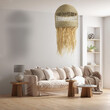 GloboStar® SAINTLUCIA 02161 Boho Κρεμαστό Φωτιστικό Πλεγμα Μονόφωτο 1 x E27 IP20 Μπεζ Raffia - Μ66 x Π66 x Υ120cm