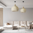 GloboStar® SANTACRUZ 01950 Boho Κρεμαστό Φωτιστικό Καμπάνα Μονόφωτο 1 x E27 IP20 Μπεζ & Καφέ Ξύλο - Μ40 x Π40 x Υ40cm