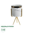 GloboStar® Artificial Garden ALASKA 20565 Διακοσμητικό Κεραμικό Κασπώ Γλάστρα - Flower Pot Λευκό με Χρυσή Μεταλλική Βάση και Μαύρες Λεπτομέρειες Φ8 x Υ15cm