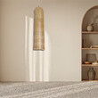 GloboStar® WAIKIKI 02349 Boho Κρεμαστό Φωτιστικό Πλέγμα Μονόφωτο 1 x E27 IP20 Μπεζ Ξύλο - Μ20 x Π20 x Υ80cm