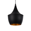 GloboStar® SHANGHAI 01025-A Μοντέρνο Κρεμαστό Φωτιστικό Καμπάνα Μονόφωτο 1 x E27 IP20 Μαύρο & Χρυσό Μέταλλο - Μ24 x Π24 x Υ30cm