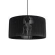 GloboStar® KYCLOS 203-0048 Boho Κρεμαστό Φωτιστικό Καπέλο Μονόφωτο 1 x E27 IP20 Μαύρο Rattan - M40 x Π40 x Υ25.5cm