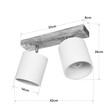 GloboStar® CUP 203-0056 Vintage Φωτιστικό Οροφής Ράγα Δίφωτο 2 x E27 IP20 Μπεζ Ξύλο με Λευκό Ύφασμα - Μ42 x Π14 x Υ26cm