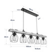 GloboStar® BARISTA 203-0095 Vintage Κρεμαστό Φωτιστικό Ράγα Πολύφωτο 5 x E27 IP20 Μαύρο Μεταλλό με Μπεζ Ξύλο - Μ50 x Π8 x Υ3cm