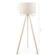 GloboStar® SAGA 204-0046 Μοντέρνο Eπιδαπέδιο Φωτιστικό Μονόφωτο 1 x E27 IP20 Μπεζ Ξύλο με Λευκό Ύφασμα - Μ38 x Π38 x Υ140cm