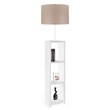 GloboStar® WOODO 204-0052 Μοντέρνο Eπιδαπέδιο Φωτιστικό Μονόφωτο 1 x E27 IP20 Λευκό Ξύλο με Μπεζ Ύφασμα - Μ38 x Π38 x Υ150cm