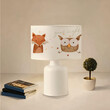 GloboStar® OWL 204-0024 Παιδικό Eπιτραπέζιο Φωτιστικό Πορτατίφ Μονόφωτο 1 x E27 IP20 Πολύχρωμο Ύφασμα με Λευκό Πλαστικό - Μ24 x Π24 x Υ32cm