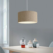 GloboStar® LOFTY 204-0090 Μοντέρνο Κρεμαστό Φωτιστικό Kαπέλο Μονόφωτο 1 x E27 IP20 Μπεζ Ύφασμα - Μ38 x Π38 x Υ70cm