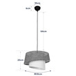 GloboStar® ALINA 203-0130 Μοντέρνο Κρεμαστό Φωτιστικό Καπέλο Μονόφωτο 1 x E27 IP20 Γκρι & Λευκό Ύφασμα - Μ30 x Π30 x Υ93cm