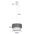 GloboStar® SISSIE 203-0139 Μοντέρνο Κρεμαστό Φωτιστικό Καπέλο Μονόφωτο 1 x E27 IP20 Μαύρο & Λευκό Ύφασμα - Μ30 x Π30 x Υ93cm