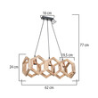 GloboStar® DRURI 203-0256 Vintage Κρεμαστό Φωτιστικό Γεωμετρικό Σχήμα Τρίφωτο 3 x E27 Μπεζ Ξύλο - Μ62 x Π19.5 x Υ24cm