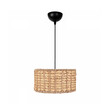 GloboStar® POMEGRANDE 204-0157 Boho Κρεμαστό Φωτιστικό Kαπέλο Μονόφωτο 1 x E27 IP20 Μπεζ Rattan - Μ30 x Π30 x Υ16cm