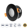 GLOBOSTAR® KAPA 60888 Χωνευτή Στρόγγυλη Βάση Σποτ Οροφής/Μπάνιου για Λάμπα MR16/GU10 Αδιάβροχο IP65 - Μαύρο Αλουμίνιο & Λευκό Γυαλί - Φ8.5 x Υ4.2cm / Q7.5cm