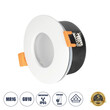 GLOBOSTAR® KAPA 60889 Χωνευτή Στρόγγυλη Βάση Σποτ Οροφής/Μπάνιου για Λάμπα MR16/GU10 Αδιάβροχο IP65 - Λευκό Αλουμίνιο & Λευκό Γυαλί - Φ8.5 x Υ4.2cm / Q7.5cm