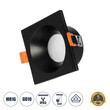 GLOBOSTAR® EPSILON 60895 Χωνευτή Τετράγωνη Βάση Σποτ Οροφής/Μπάνιου για Λάμπα MR16/GU10 Αδιάβροχο IP65 - Μαύρο Αλουμίνιο & Λευκό Γυαλί - Φ8.5 x Υ4.4cm / Q7.5 x 7.5cm