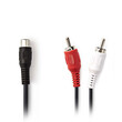 NEDIS CAGP24020BK02 Subwoofer Cable 2x RCA Male - RCA Female 0.2m Black