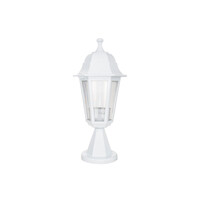 GloboStar® VITRO 203-0200 Vintage Επιδαπέδιο Φωτιστικό Φαναράκι Μονόφωτο 1 x E27 IP44 Λευκό & Διάφανο Πλαστικό - Μ16 x Π16 x Υ39cm