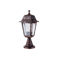GloboStar® SOLME 203-0215 Vintage Επιδαπέδιο Φωτιστικό Φαναράκι Μονόφωτο 1 x E27 IP44 Χάλκινο & Διάφανο Πλαστικό - Μ15 x Π15 x Υ38cm