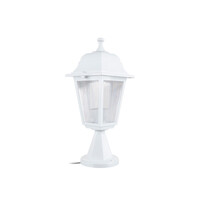 GloboStar® SOLME 203-0220 Vintage Επιδαπέδιο Φωτιστικό Φαναράκι Μονόφωτο 1 x E27 IP44 Λευκό & Διάφανο Πλαστικό - Μ15 x Π15 x Υ38cm