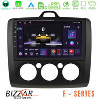 Bizzar f Series 8core Android14 4+64gb  Ford Focus Manual ac Navigation Multimedia Tablet 9" (Μαύρο Χρώμα) με Carplay & Android Auto u-f-Fd0041mb