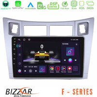 Bizzar f Series 8core Android14 4+64gb  Toyota Yaris Navigation Multimedia Tablet 9" (Ασημί Χρώμα) με Carplay & Android Auto u-f-Ty626s