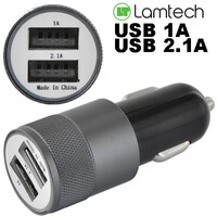 LAMTECH METAL 2 USB 2,1A CAR CHARGER FOR MOBILE PHONES BLACK