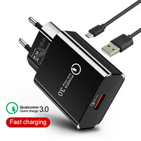 LAMTECH QUICK CHARGER USB3.0 18W WITH MICRO USB CABLE 1M BLACK