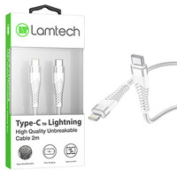 LAMTECH HQ UNBREAKABLE CABLE TYPE-C TO LIGHTNING WHITE 2M