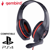 GEMBIRD GAMING HEADSET WITH VOLUME CONTROL PC/PS4 RED-BLACK